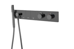 Boheme 133-SYS-SGM Смеситель ZODIAC THERMO с ручным душем SHINE GUN METAL фото