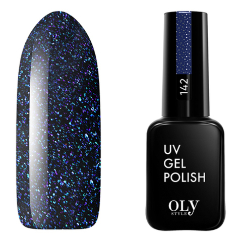 OLYSTYLE Гель-лак для ногтей тон 142 DARK SHINE мерцающий синий