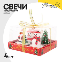 
          свеча 4шт набор 6см новогодняя (красный, зеленый)