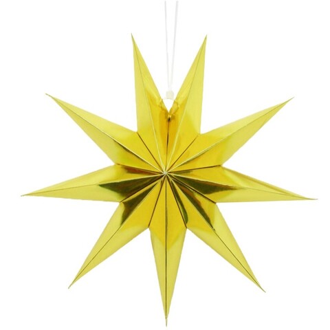 Бумажная звезда, 45 см, 9-конечная, Золото