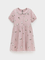 платье  для девочки  КР 5932/розовый лед,кошечки к577