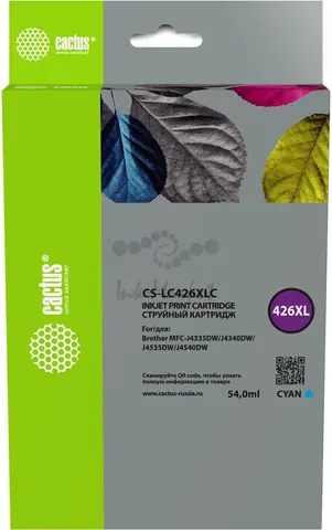 Картридж струйный Cactus CS-LC426XLC голубой (54мл) для Brother MFC-J4335DW, J4340DW, J4535DW, J4540DW