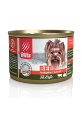 Влажный корм консервы для собак Blitz Holistic Small Breed Beef with Pumpkin Говядина с Индейкой 24 шт по 200 г