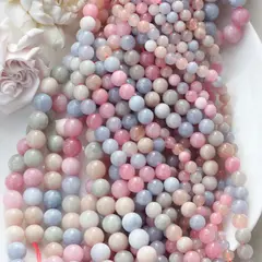 Тонированный кварц, микс, шарик, 6 мм, нить, К040