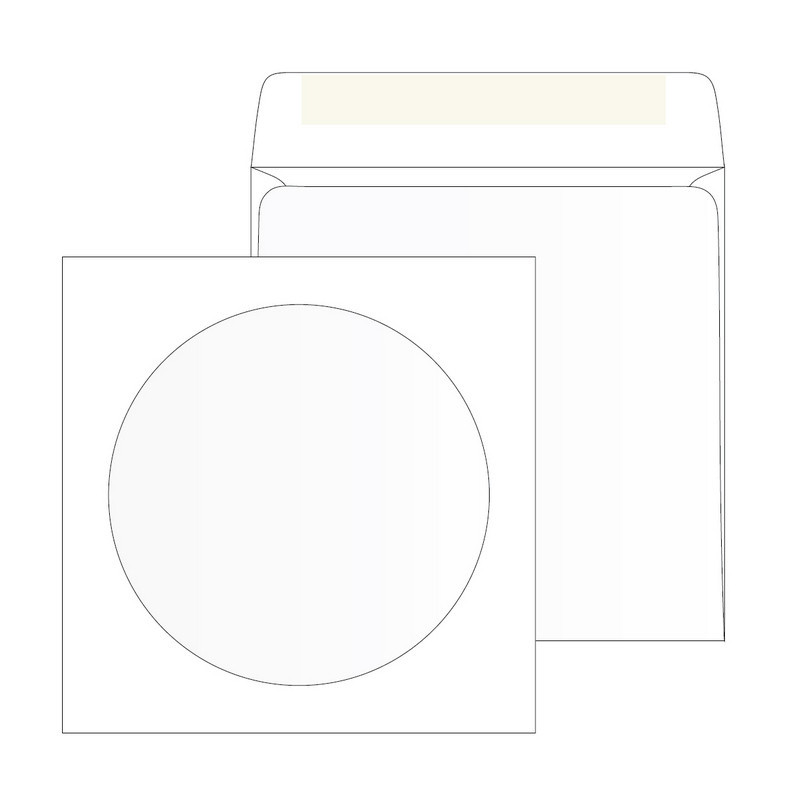 Конверт для CD Packpost 125x125 мм 90 г/кв.м белый декстрин с круглым окном (25 штук в упаковке)