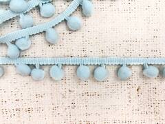 Тесьма/бахрома с помпонами, ш. 2,5 см, голубой