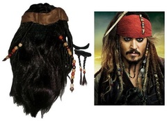 Пираты Карибского моря парик с банданой усы и бородка Джека Воробья