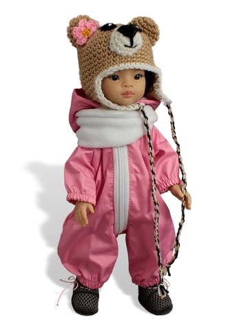 Комбинезон, шапка и сапожки - Медведь / розовый. Одежда для кукол, пупсов и мягких игрушек.