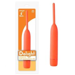 Оранжевый вибромассажер из силикона Delight - 18,5 см. - 