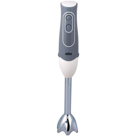 Блендер погружной BRAUN MQ525 OMELETTE, 600 Вт, 2 скорости, измельчитель, венчик, стакан, сталь, серый