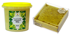 Комплект натурального меда: липовый мед (1400 грамм) и сотовый мед (350 грамм)