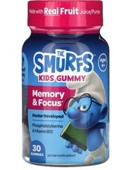 The smurfs, The Smurfs, жевательные мармеладки для памяти и концентрации для детей, смурфики, для детей от 4 лет, 30 жевательных таблеток