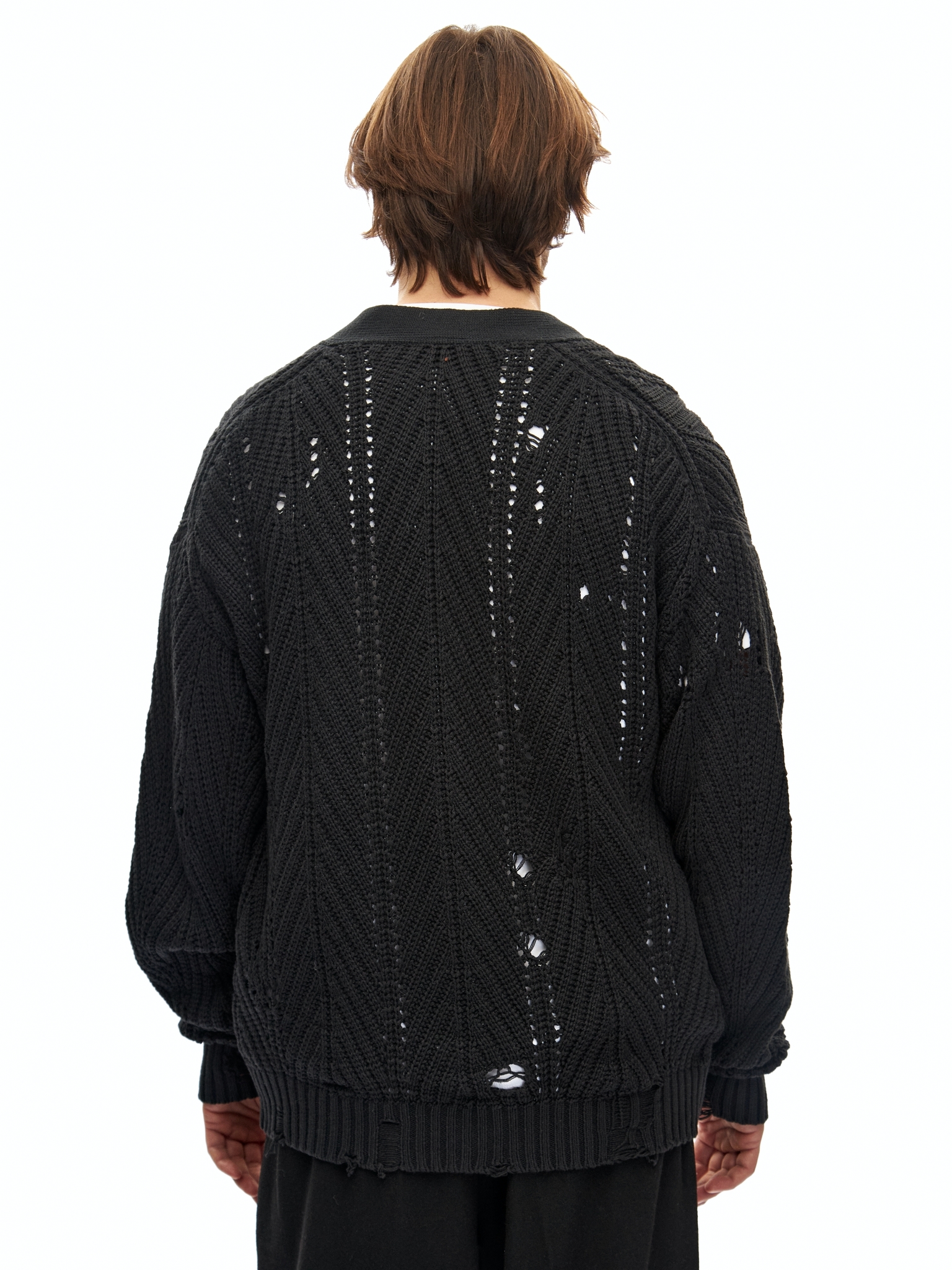 Черный хлопковый кардиган Sublimation с перфорацией