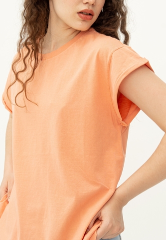 Футболка со скрученным рукавом Bowery NYC однотонная Apricot