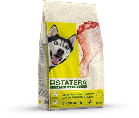 Statera сухой корм для взрослых собак всех пород (курица) 800 гр