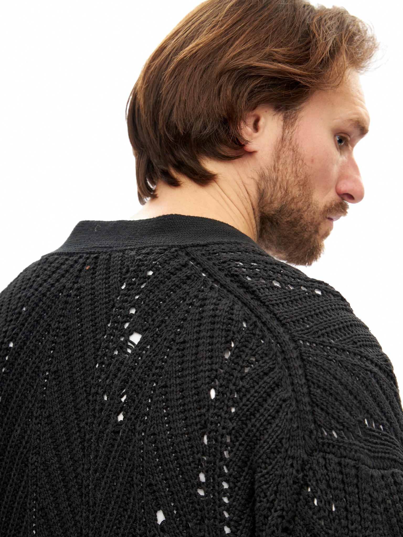 Черный хлопковый кардиган Sublimation с перфорацией