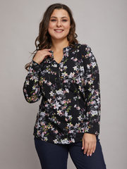Блузка БЛ-22/черный-лилии