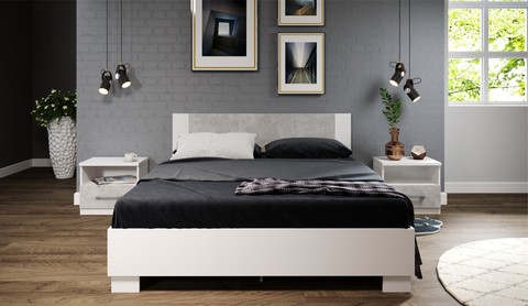 Кровать Аврора 160 со встроенным основанием под матрас Белый/Ателье светлый