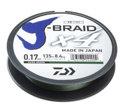Купить шнур плетеный Daiwa J-Braid X4 135м 0,13мм зеленая