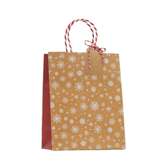 Пакет подарочный S вертикальный, С новым годом! Белые снежинки. Крафт, 18*23*10 см (Д*В*Ш), 1 шт.