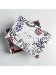 Коробка самосборная одиночная Прямоугольник, 21*15*7 см, «Цветы», 1 шт.