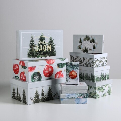 Коробка одиночная, Прямоугольник, «С новым годом», 12*7*4 см, 1 шт.