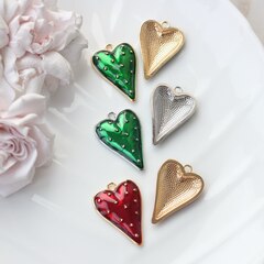 Подвеска с Сердце с зелёной эмалью, 34*23 мм, позолота, П875