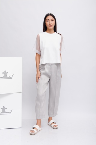 Peserico Easy Брюки классические льняные в полоску