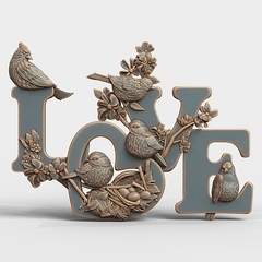 Силиконовый молд № 489 LOVE ( с птицами)