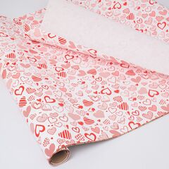 Бумага подарочная, Сердца микс, 0,7*1 м, 8 листов