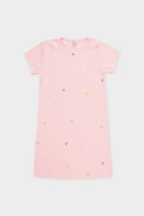 сорочка  для девочки  К 1156/бежево-розовый,полянка