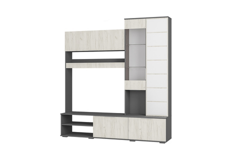 Гостиная Плаза графит / дуб крафт белый