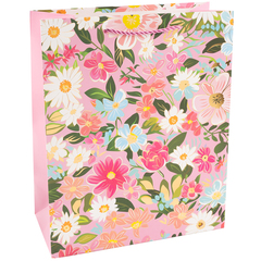Пакет подарочный L горизонтальный, Любимые цветы, Дизайн №4, Металлик, 30*42*12 см (Д*В*Ш), 1 шт.