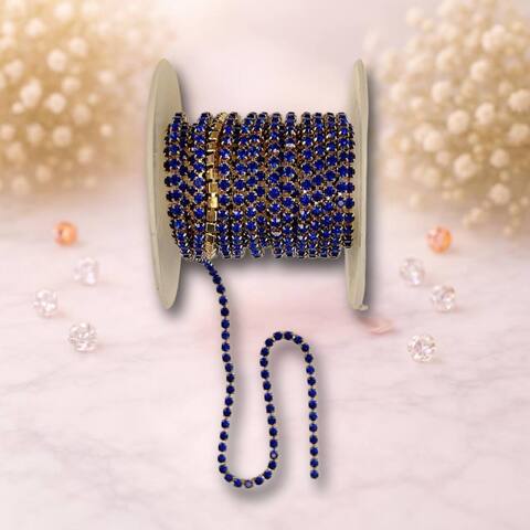 стразовая лента, 3мм, цвет синяя с золотом.  (1м)