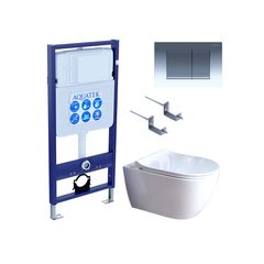 Aquatek SET Aquatek ПОЛАРИС-01-010 4в1 SET Aquatek ПОЛАРИС (рама Aquatek Standard INS-0000012+унитаз ПОЛАРИС AQ0700-01 с тонким сиденьем soft-close+ крепеж KKI-0000002 +панель KDI-0000010) фото