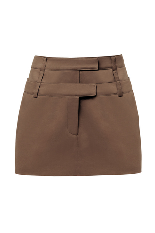 “Espresso foam” Мини юбка с двойным поясом.