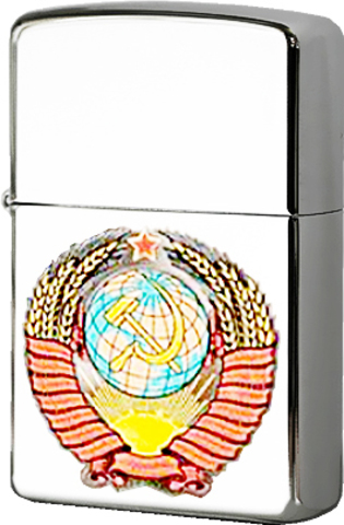 Зажигалка Zippo Герб СССР с покрытием High Polish Chrome, латунь/сталь, серебристая, глянцевая123