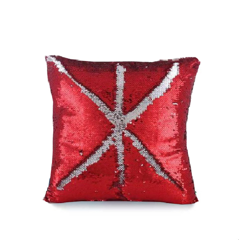 Наволочка для интерьерной подушки, с пайетками, двухцветная Оттенок: серебристо-красный
