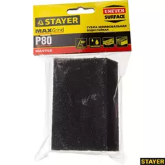 STAYER P80, 100 x 68 x 42 x 26 мм, водостойкая, четырехсторонняя угловая шлифовальная губка (3561-080)