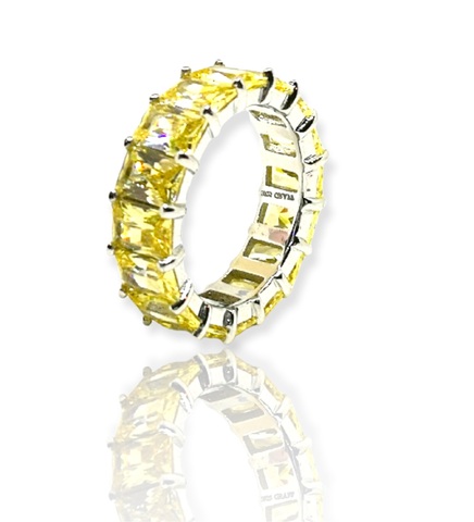 5076- Кольцо-дорожка из серебра с желтыми, багетными цирконами (ширина 6 мм)