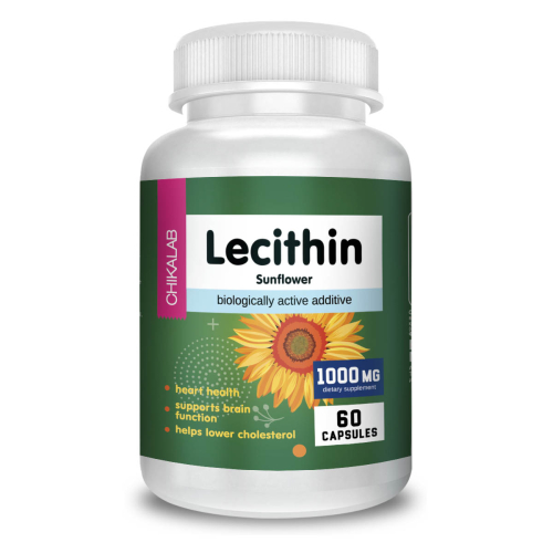 Лецитин подсолнечника, Lecithin, Chikalab , 60 капсул
