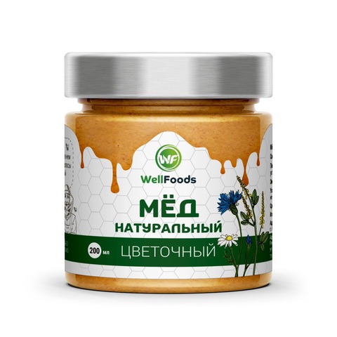 Мед цветочный 200 мл | WellFoods