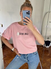 Футболка с надписью GIRL BOSS (цвет - розовый)