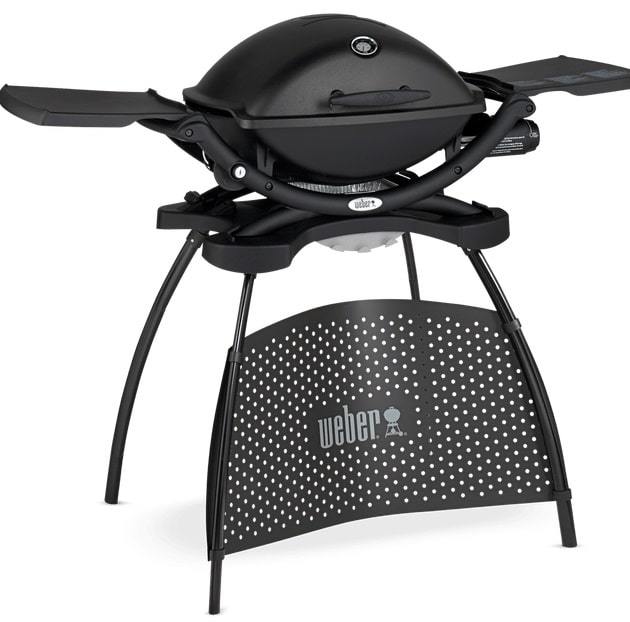 Гриль газовый Weber Q 1200 Black Line, черный на подставке