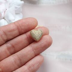 Подвеска Сердце с фианитами объёмная, 15*14 мм, позолота. П059