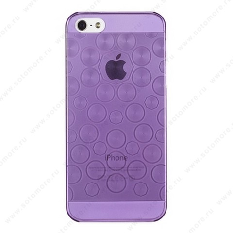 Накладка для iPhone SE/ 5s/ 5C/ 5 прозрачная в виде кружочков фиолетовая