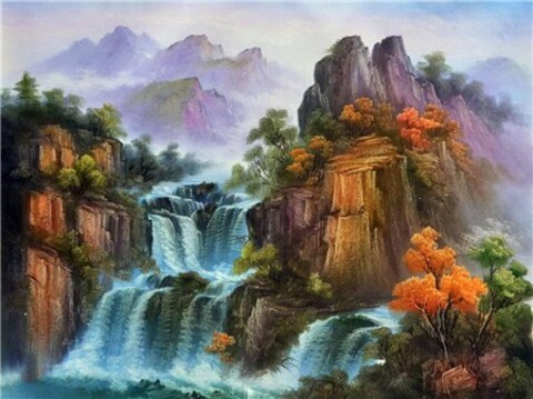 Алмазная мозаика картина стразами Водопад в горах, 40х50 см