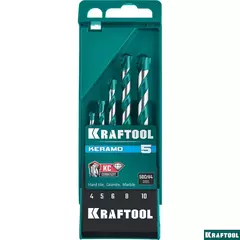 KRAFTOOL Keramo, 5 шт: 4-5-6-8-10 мм набор сверл по керамограниту с твердосплавной пластиной (29175-H5)