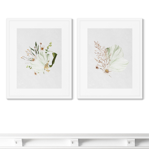 Opia Designs - Набор из 2-х репродукций картин в раме Floral set in pale shades, No3, 2021г.