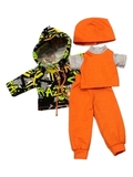 Трикотажный костюм - Черный / оранжевый. Одежда для кукол, пупсов и мягких игрушек.